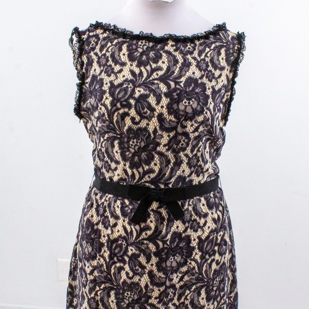 Moschino L Silk Reversible Lace Print Midi Dress - Picture 3 of 16